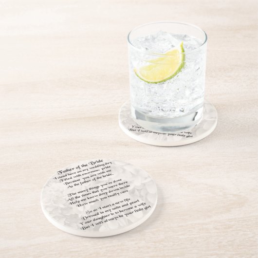 Vater der Braut - Weiß Sandstein Untersetzer (Seite)