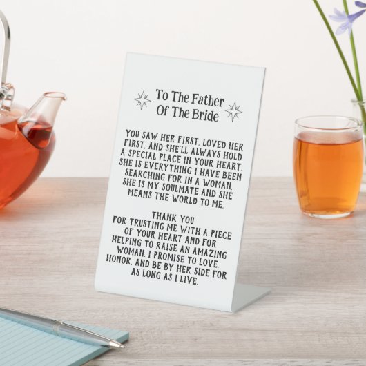 Vater der Brautpest Hochzeitsgeschenk Sockelschild (In SItu)