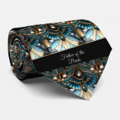 Vater der Bride Art Deco Green Black Gold Krawatte (Gerollt)