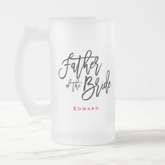 Vater der Bride Black Script & Name Geschenk Mattglas Bierglas (Links)