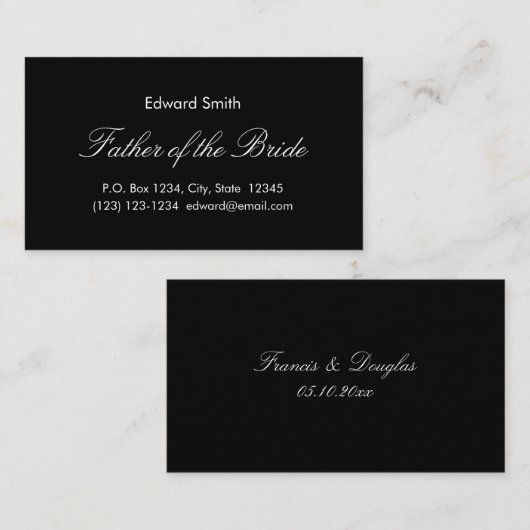 Vater der Bride Business Cards Visitenkarte (Vorne/Hinten)
