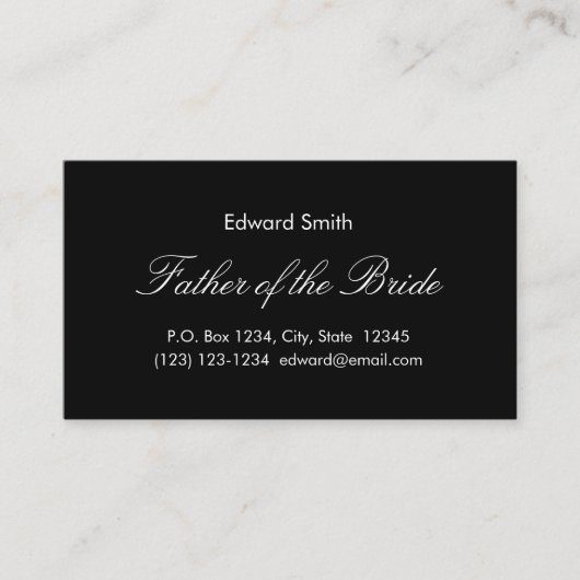 Vater der Bride Business Cards Visitenkarte (Vorderseite)