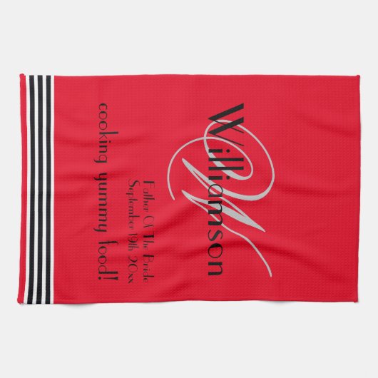 Vater der Bride Geschenk Monogramm Name rustikale Geschirrtuch (Horizontal)