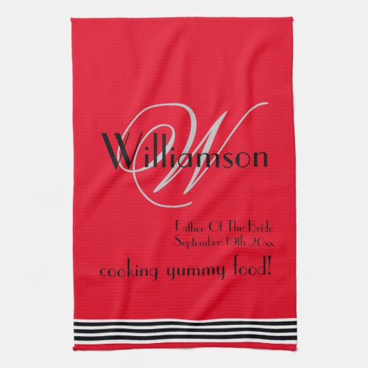Vater der Bride Geschenk Monogramm Name rustikale Geschirrtuch (Vertikal)
