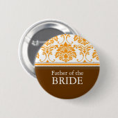 Vater der Bride Orange Damast Button (Vorne & Hinten)