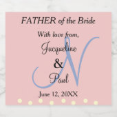 Vater der Bride Soft Rose Monogram Schaumweinetikett (Einzelnes Label)
