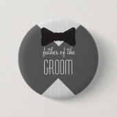 Vater der Groom Bowtie & Stripes Button (Vorderseite)