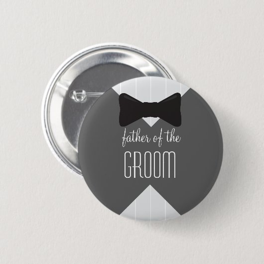 Vater der Groom Bowtie & Stripes Button (Vorne & Hinten)
