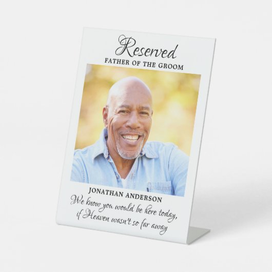 Vater der Groom-Foto-Himmelsheirat Sockelschild (Vorderseite)