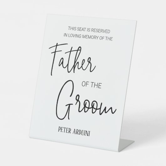 Vater der Groom Gedenkstätte reserviert Hochzeit Sockelschild (Vorderseite)
