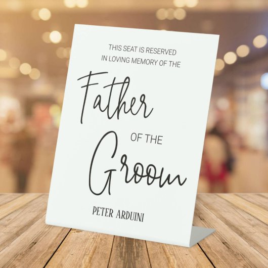 Vater der Groom Gedenkstätte reserviert Hochzeit Sockelschild