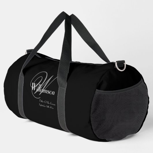Vater der Groom Geschenk Moderne Monogramm klassis Duffle Bag (Rechte Ecke)