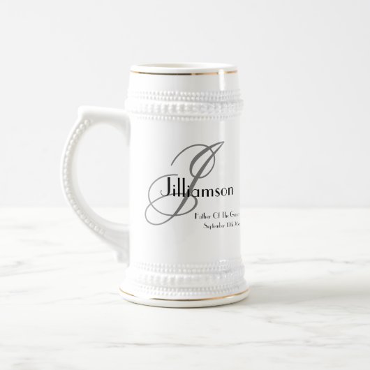 Vater der Groom Geschenk Skript Monogram rustikale Bierglas (Links)