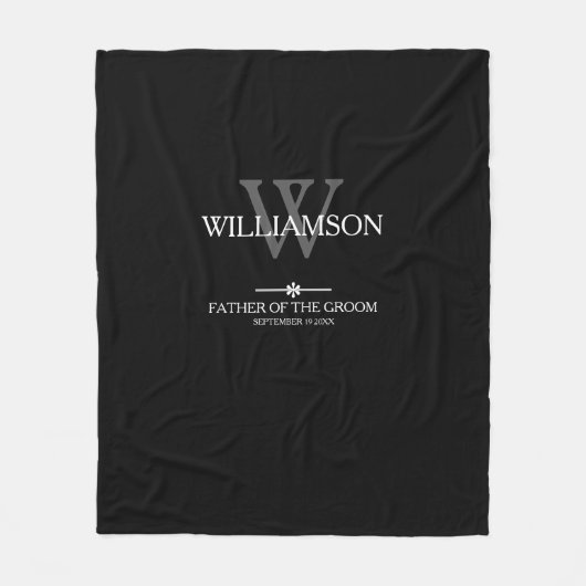Vater der Groom Hochzeitsgeschenk Monogram Chic Bl Fleecedecke (Vorderseite)