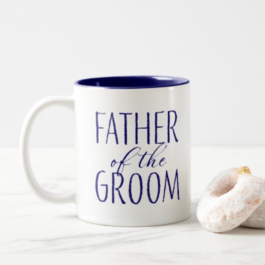 Vater der Groom Navy Blue Zweifarbige Tasse (Mit Donut)