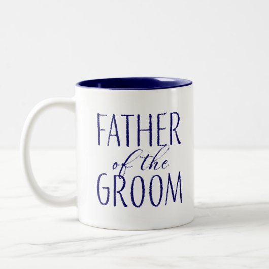 Vater der Groom Navy Blue Zweifarbige Tasse (Links)