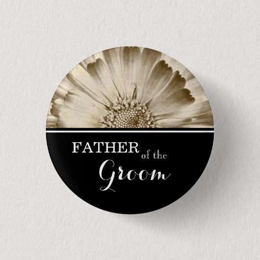 Vater der Groom Wedding Gold Daisy Button (Vorderseite)