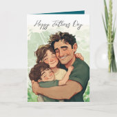 Vater, der Kinder hält, und benutzerdefinierte Bot Karte (Vorderseite)