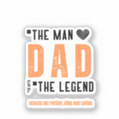 "Vater: Der Mann, die Legende - Der herzliche Vate Aufkleber (Vorderseite)