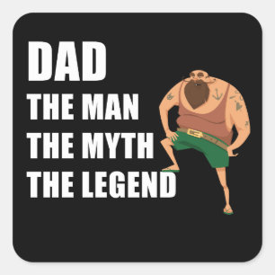 Vater Der Mann, Mythos, Legende - Vatertag lustig Quadratischer Aufkleber