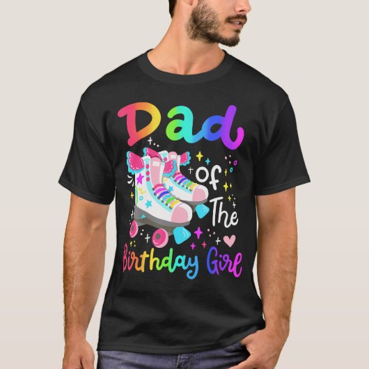 Vater der Skate-Familie der Skater-Roller-Birthday T-Shirt (Vorderseite)