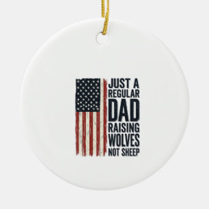 Vater, der Wölfe aufzieht, patriotisches Vintage-S Keramik Ornament