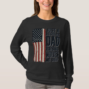 Vater, der Wölfe aufzieht, patriotisches Vintage-S T-Shirt
