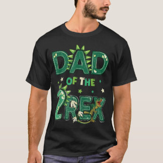 Vater der zwei Rex-Geburtstags-Dinosaurier-Familie T-Shirt