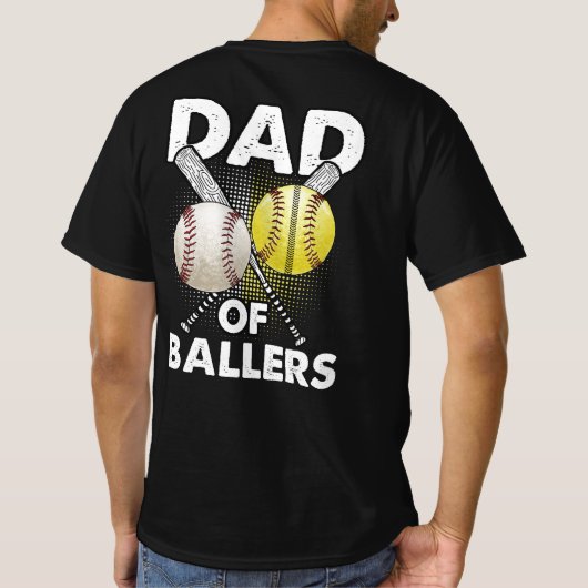 Vater des Ballers Vater von Baseball und Softball T-Shirt (Rückseite)