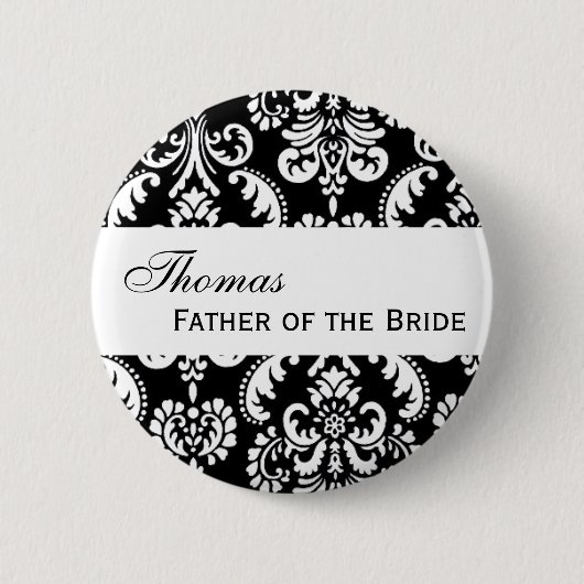 VATER des BRAUT Button-Schwarzweiss-Damastes Button (Vorderseite)