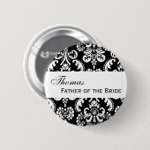 VATER des BRAUT Button-Schwarzweiss-Damastes Button (Vorne & Hinten)