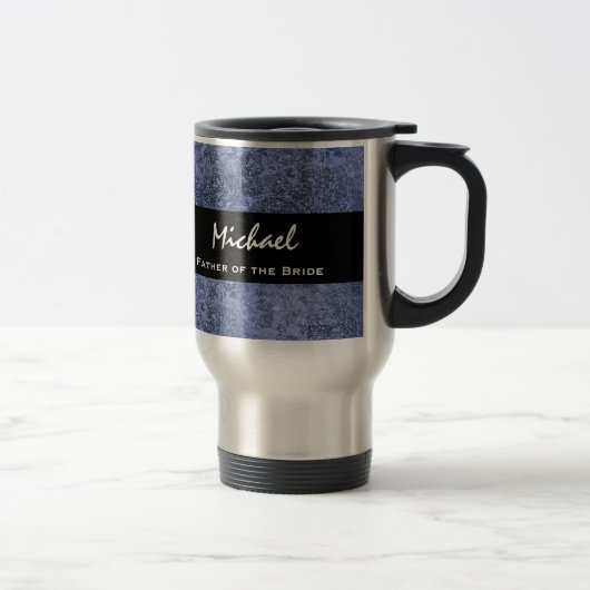 VATER des BRAUT Name-BlauGrunge Reisebecher (Rechts)