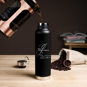 Vater des Bräutigams Grau Monogramm Weiße Details  Trinkflasche