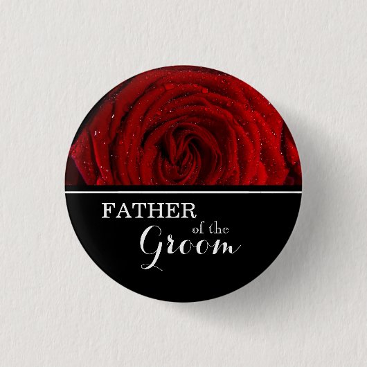 "Vater des Bräutigams" Hochzeitsfeiern Rote Rosen  Button (Vorderseite)
