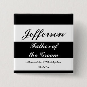 "Vater des Bräutigams" mutige Streifen mit Namen Button
