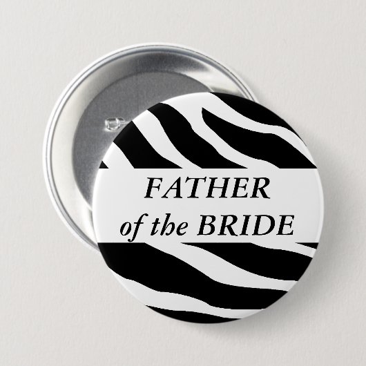 Vater des Brautzebra-Hochzeits-Knopfes Button (Vorne & Hinten)