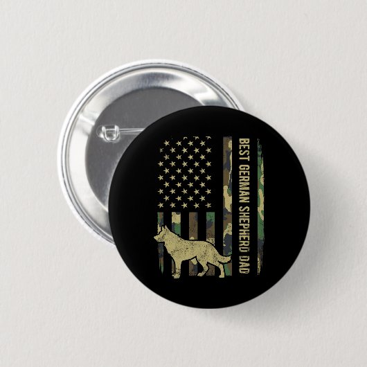Vater des deutschen Schäferhundes Camouflage Ameri Button (Vorne & Hinten)