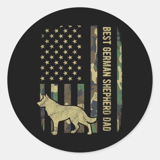 Vater des deutschen Schäferhundes Camouflage Ameri Runder Aufkleber (Vorderseite)