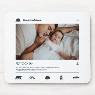 Vater des ersten Vaters Instagram Post Custom Foto Mousepad