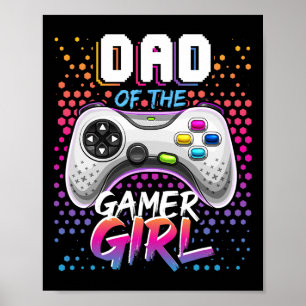 Vater des Gamer Girl Matching Video Game Geburtsta Poster