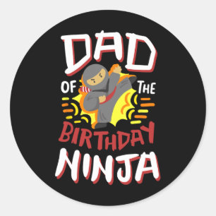 Vater des Geburtstags Ninja Karate Kinder Kinderta Runder Aufkleber