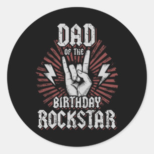 Vater des Geburtstags-Rockstars passendes Rocker-R Runder Aufkleber