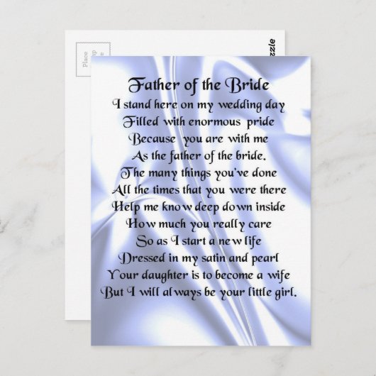 Vater des Gedichts der Braut - Blaue Seide Postkarte (Vorne/Hinten)