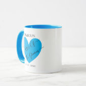 Vater des Groom Blue Heart personalisierte Mug Tasse (Vorderseite Links)