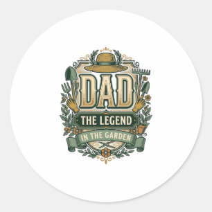 Vater Die Legende im Garten Vintage-Gartenbau-Desi Runder Aufkleber