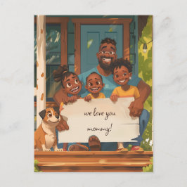 Vater, drei Kinder und der Hund Postkarte