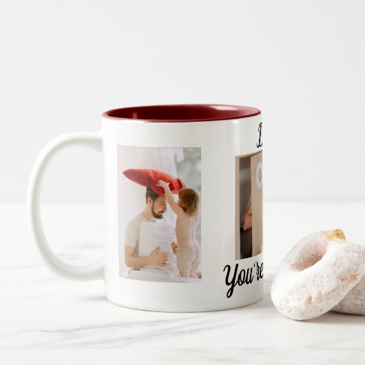 Vater, du bist mein Held Zweifarbige Tasse (Mit Donut)