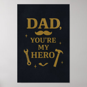 Vater Du bist mein Heldenposter Rustikale Marine Poster