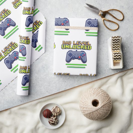 Vater-Ebene entriegelt | Gamer Vater Erster Vatert Geschenkpapier (Kunsthandwerk)