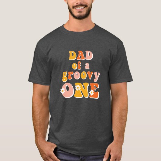 Vater eines Groovy One Retro Erstes Shirt zum Gebu (Vorderseite)